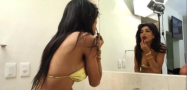  Gorgeous trans babe filmed in sexy bikini